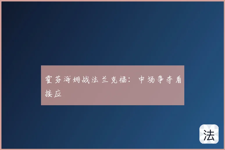 霍芬海姆战法兰克福:中场争夺看接应